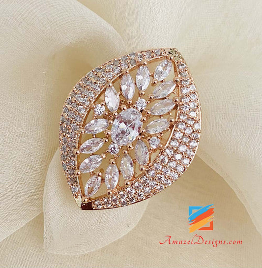 Verstellbarer Ring aus Roségold mit amerikanischen Diamanten (AD).