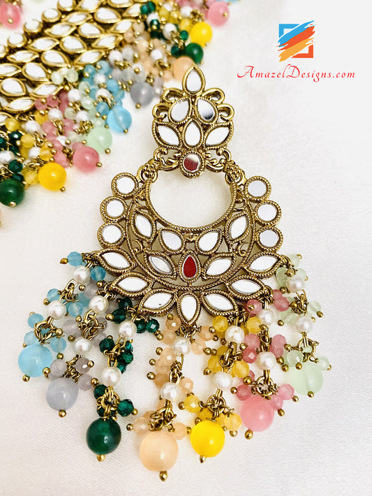 Sheesha Lightweight Necklace Earrings Tikka Set