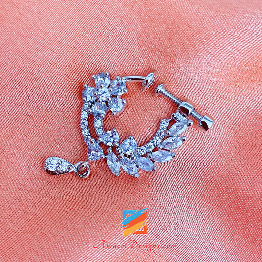 Anello da naso in argento con diamante americano AD avvitato e non forato 