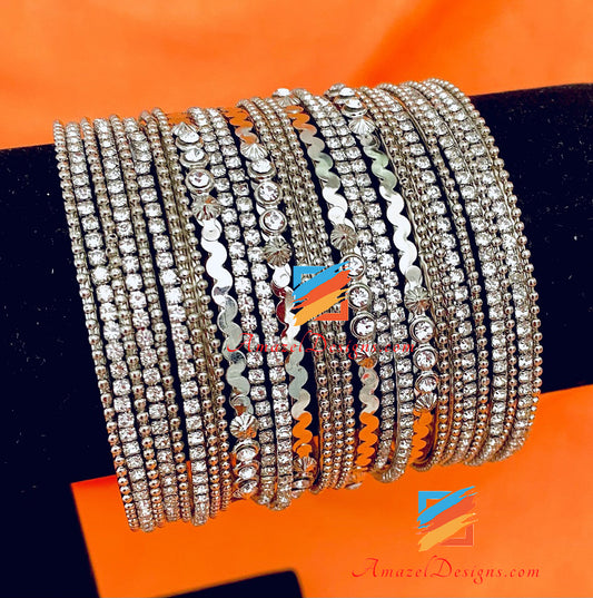 Silver Mix Bangle Set