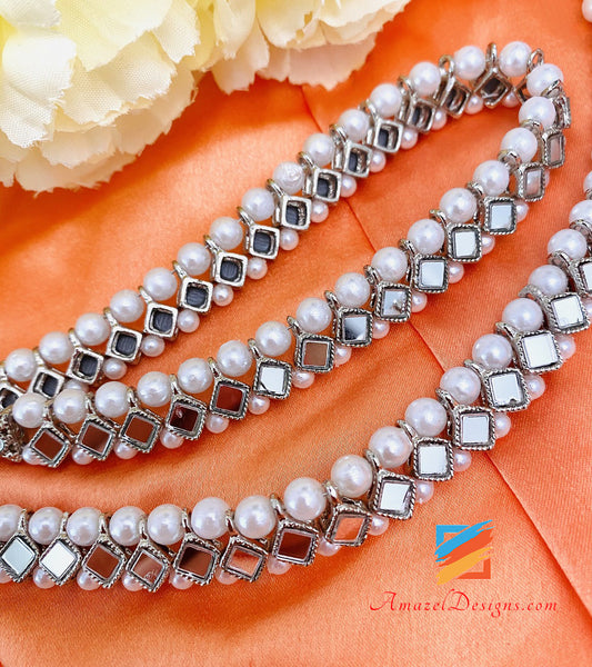 Silver Mirror Beads Payal