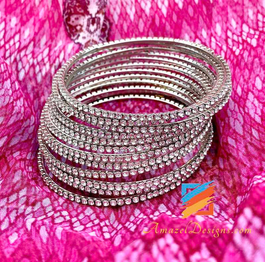 Silver Stone Bangles Set