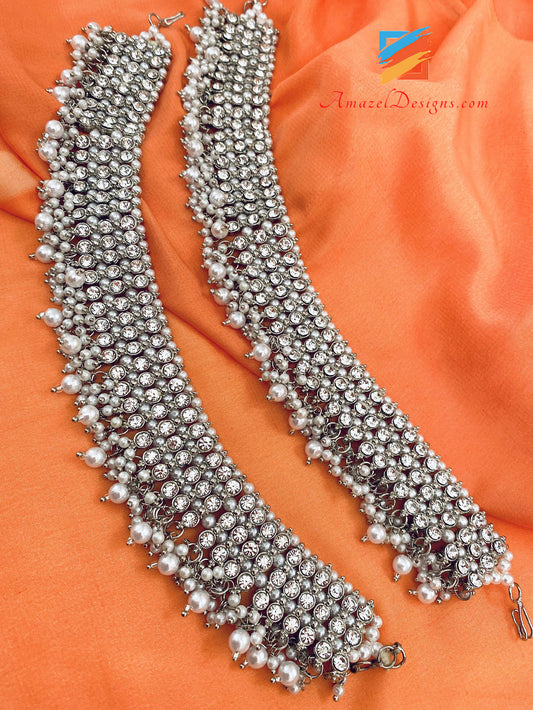 Silver Stone Pearl Payal