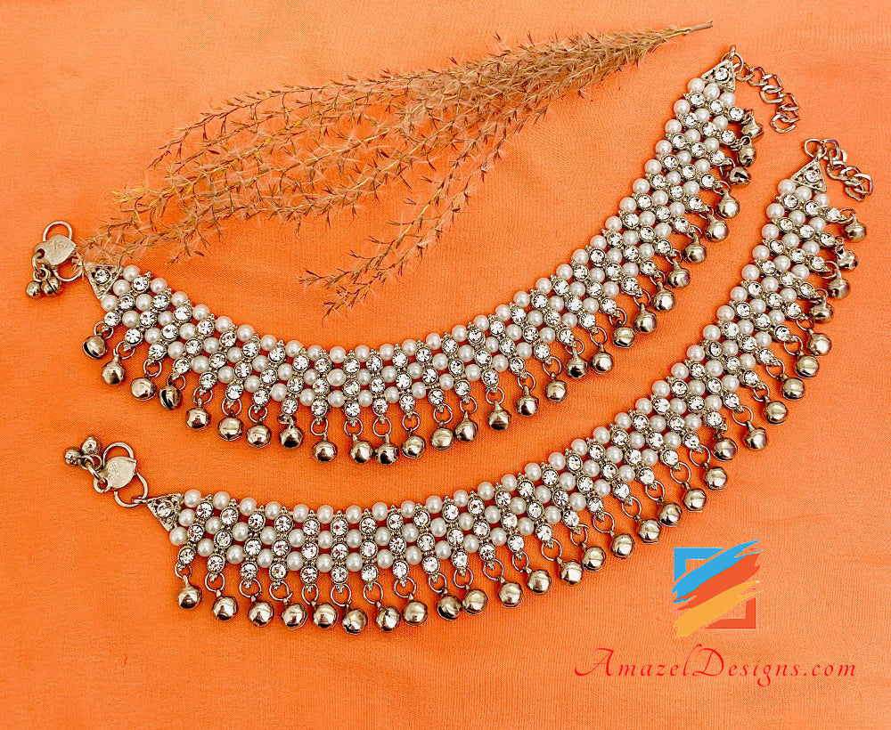 Silver White Beads Ghungroo Jhanjaar