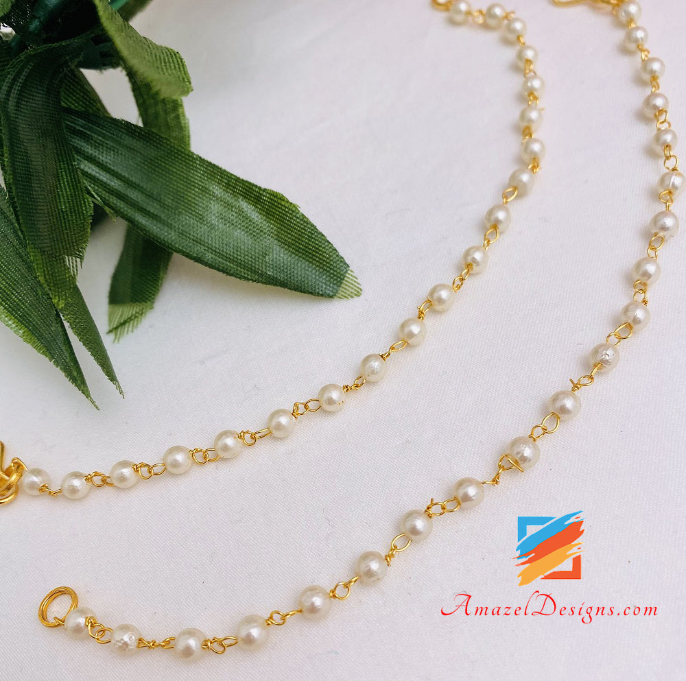 Single Line Golden Beads Sahara Ear Chain