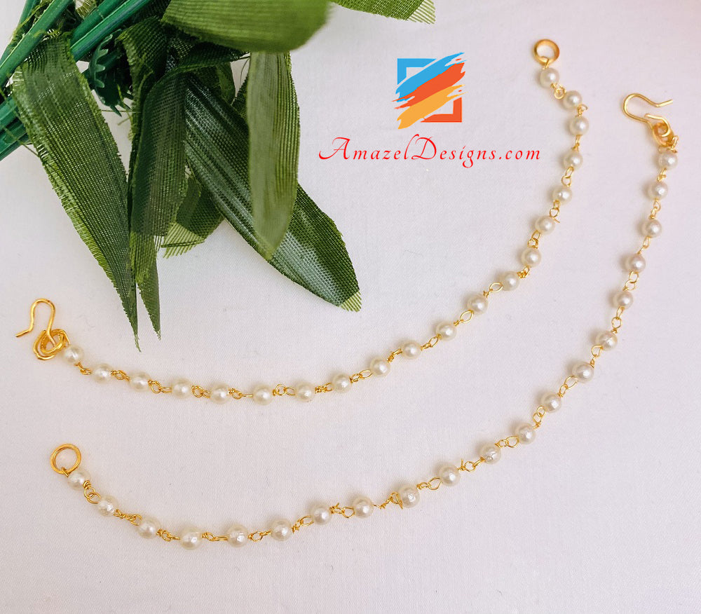 Single Line Golden Beads Sahara Ear Chain