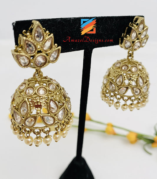 Piccolo carino Polki Golden Jhumki