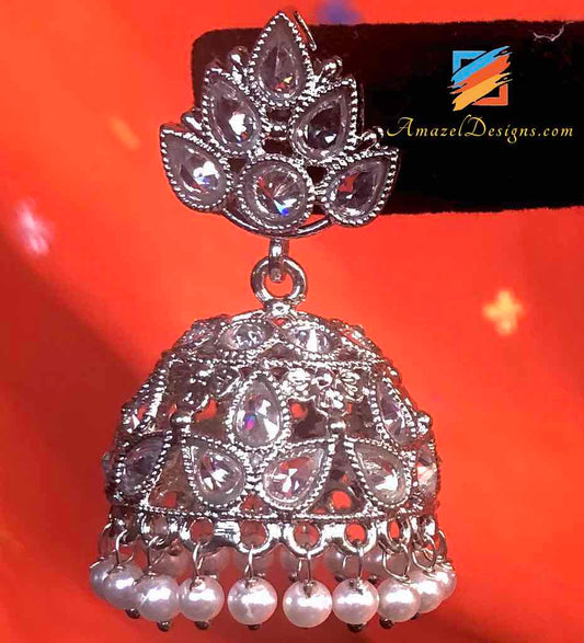 Small Silver Polki Jhumki