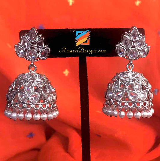 Small Silver Polki Jhumki