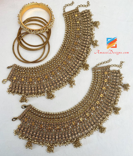 Statement Maharani Polki Stone Dark Champagne Jhanjaar