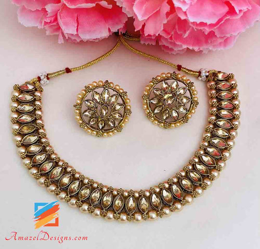 Super Lightweight And Flexible Single Line Choker/Necklace With Studs