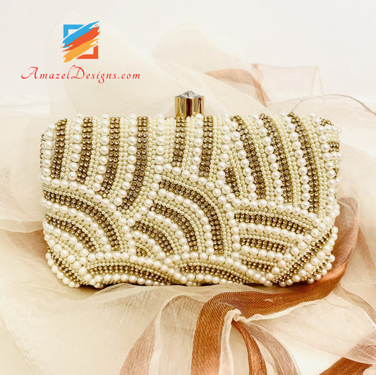 Pochette All Over Work con perle Swarovski 