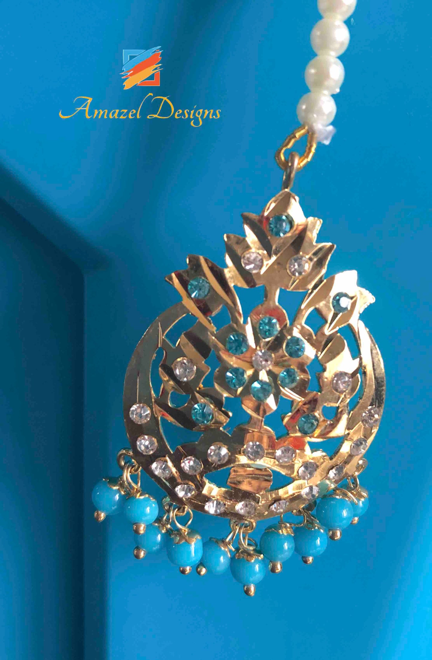 Tikka Golden mit Feroozi-Perlen