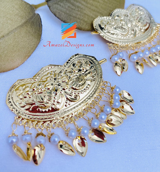Traditional Golden Pippal Patti Hair Clips