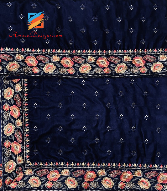Samtschalfaden Tilla Work Dunkelblau Marineblau