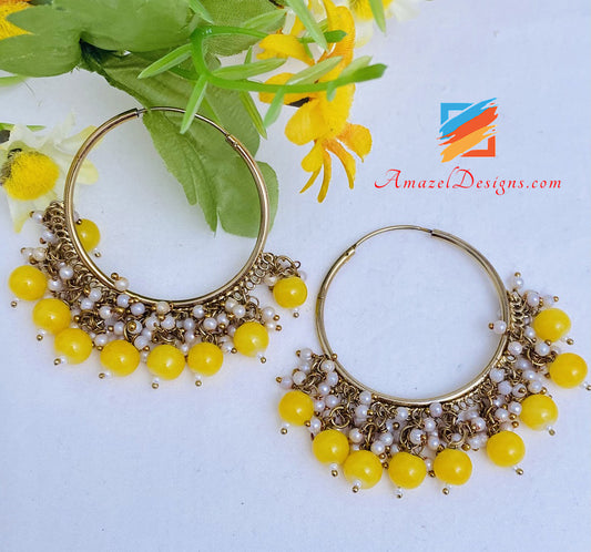 Yellow And White Beads Waliyaan