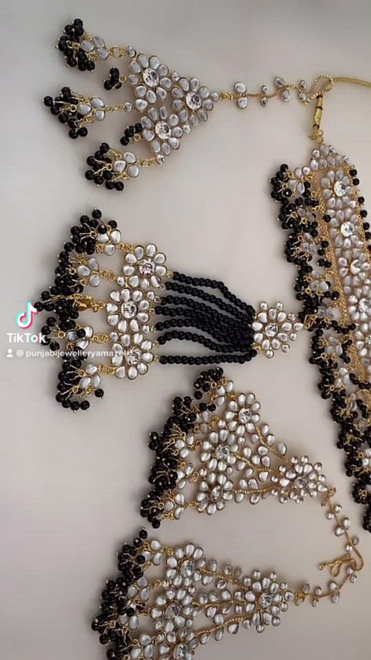 Extremely Lightweight Golden Kundan Crystal Choker Earrings Tikka Jhoomer Set